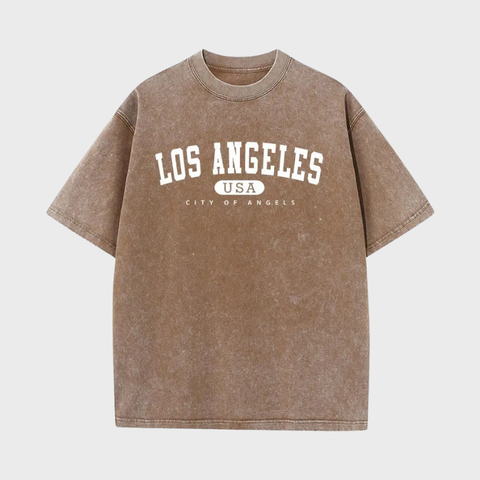 Los Angeles EUA City of Angels masculina imprime camiseta de algodão de manga curta, camiseta diária, elegante design de moda, design solto