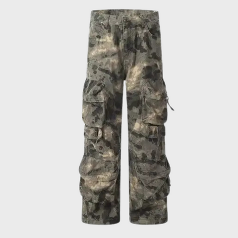 Jeans largos de camuflagem lavados para homens, streetwear Y2K, calças cargo, perna larga, calças longas soltas, roupas, 2021