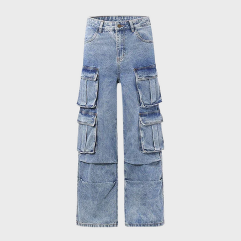 Outono calças de brim baggy dos homens azul pernas largas calças jeans oversize carga coreano moda roupas masculinas streetwear calças moletom