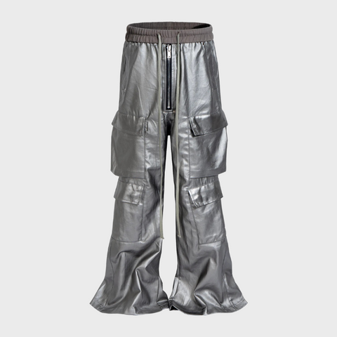 calças masculinas americanas com cordão, vários bolsos, revestimento fosco, empilhamento prata, calças cargo ligeiramente queimadas