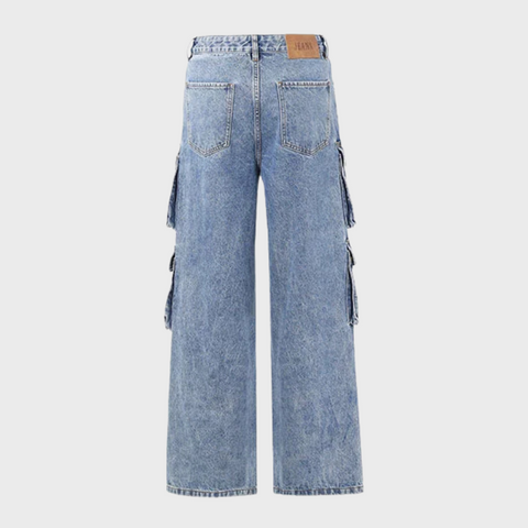 Outono calças de brim baggy dos homens azul pernas largas calças jeans oversize carga coreano moda roupas masculinas streetwear calças moletom