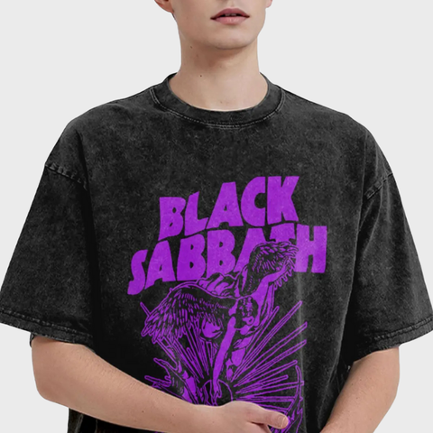 Black Sabbathes Fallen Angels T-shirt para homens e mulheres, 100% algodão, Hip Hop, lavado, extragrande Rock Tops, Graphic Streetwear