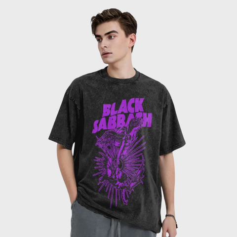 Black Sabbathes Fallen Angels T-shirt para homens e mulheres, 100% algodão, Hip Hop, lavado, extragrande Rock Tops, Graphic Streetwear