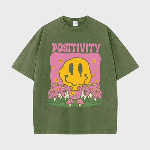 Mulheres algodão lavado camisetas tendência angustiado solto camisetas cogumelos rosto sorridente positividade carta impressão topos roupas casuais
