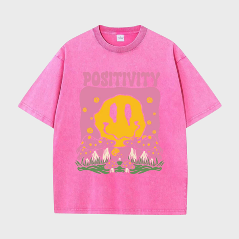 Mulheres algodão lavado camisetas tendência angustiado solto camisetas cogumelos rosto sorridente positividade carta impressão topos roupas casuais