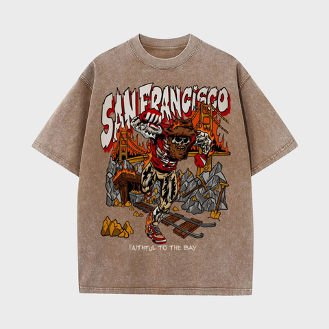 San francisco em torno do pescoço camiseta de manga curta para homens, respirável e conforto, com design gráfico, da baía, de alta qualidade