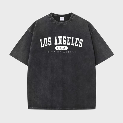 Los Angeles EUA City of Angels masculina imprime camiseta de algodão de manga curta, camiseta diária, elegante design de moda, design solto