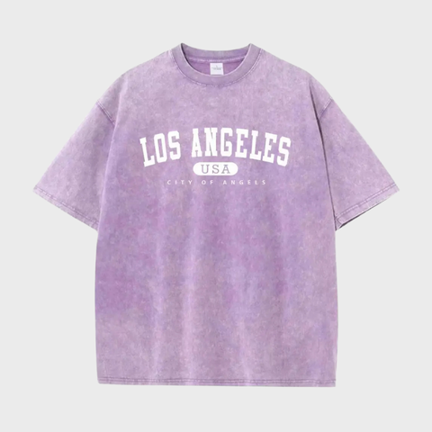 Los Angeles EUA City of Angels masculina imprime camiseta de algodão de manga curta, camiseta diária, elegante design de moda, design solto