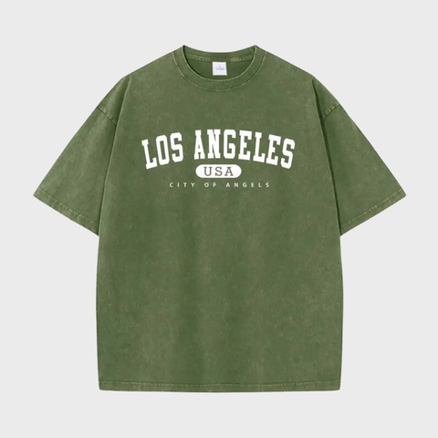 Los Angeles EUA City of Angels masculina imprime camiseta de algodão de manga curta, camiseta diária, elegante design de moda, design solto